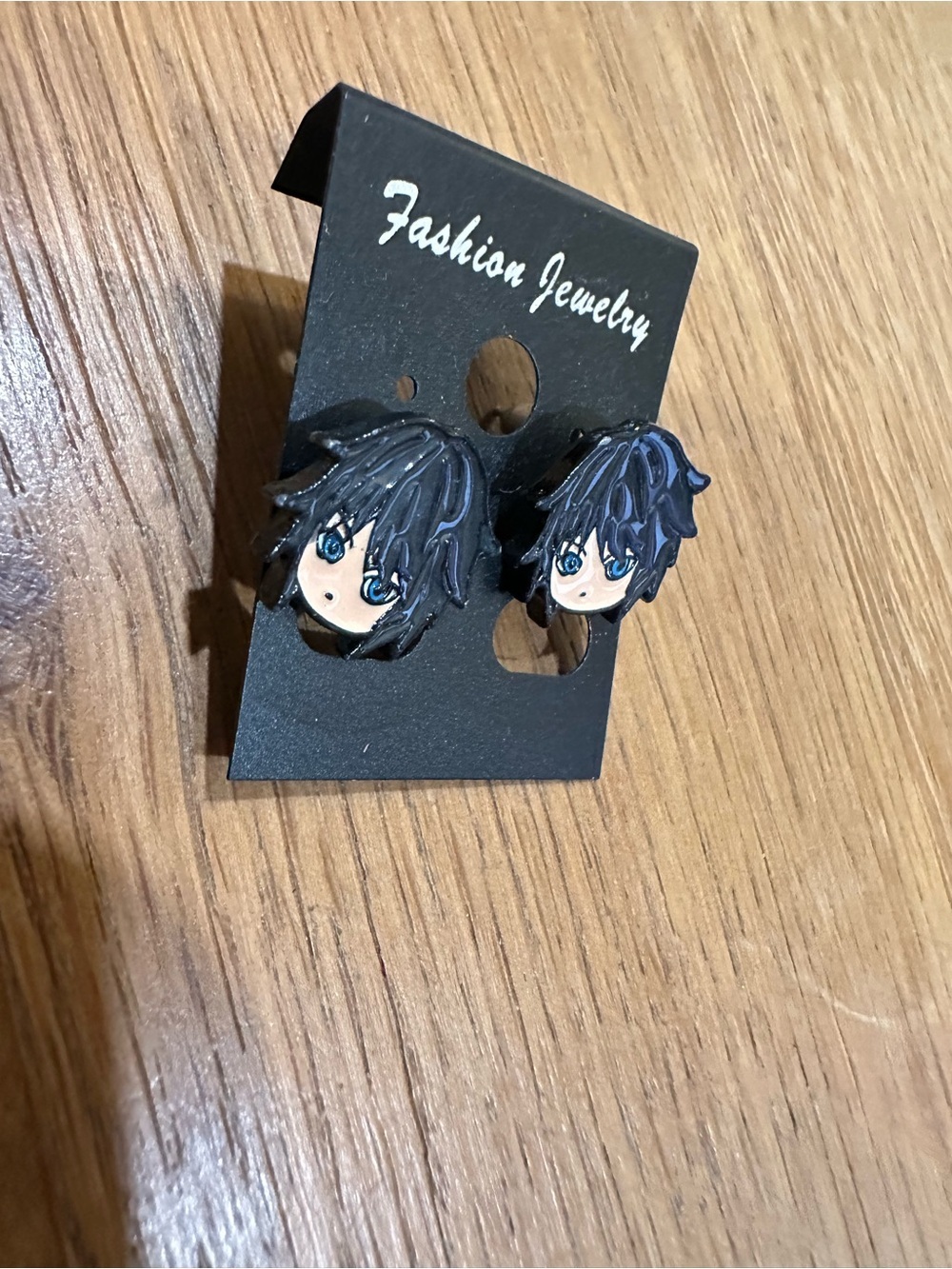 Fashion Jewelry Black and Blue Anime Face Stud Earrings
